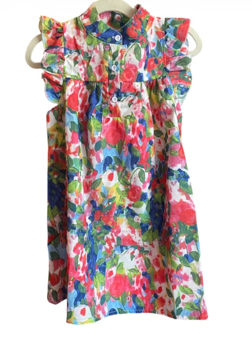 Floral Ruffle Sleeve Dress in Bright Multi Colors Boutique NEW Size 4/5